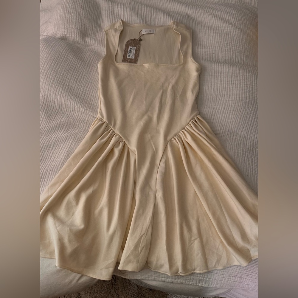 Cream Basque Waist Mini Dress